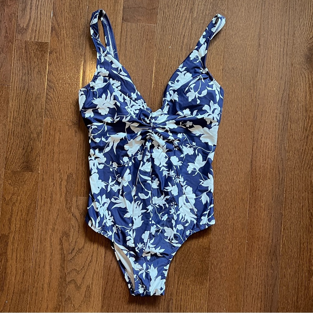 By Anthro Mariana Deep V Halter Bathing Suit